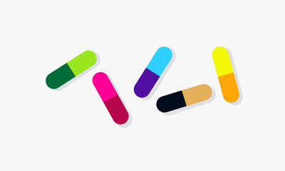 capsules colorful design vector. medical drug illustration.
