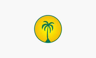 palm tree with sun logo design concept. vector illustration.
