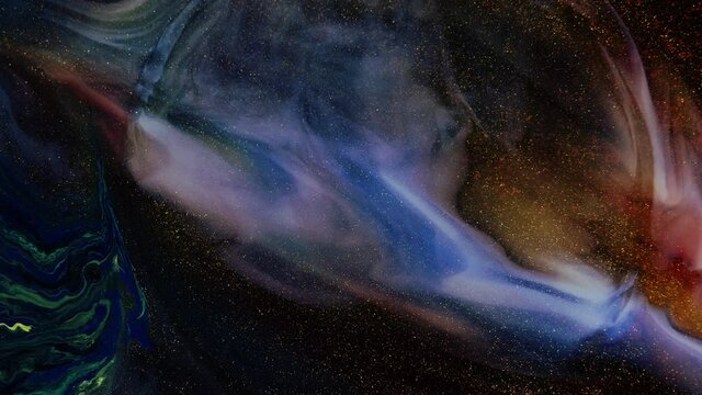 Art of resin. Northern Lights, constricting spaces. Blue, white, black background.