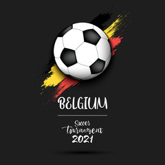 Obraz premium Soccer ball on the flag of Belgium