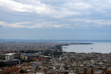 Thessaloniki, Greece, 09/29/2017: view of the city of Thessaloniki from the Ano Poli district
