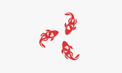 three red koi fish facing each other graphic design vector.