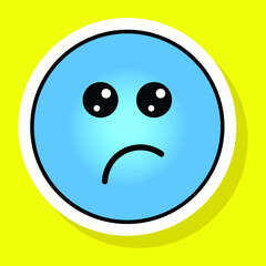 Cute gradient social media confused face emoji on yellow background. Royalty-free.