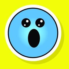 Cute gradient social media face with open mouth emoji on yellow background. Royalty-free.