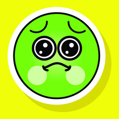 Cute gradient social media nauseated face emoji on yellow background. Royalty-free.
