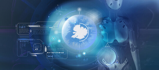 Alien is working with data in Mars orbit. 3D render © conceptcafe