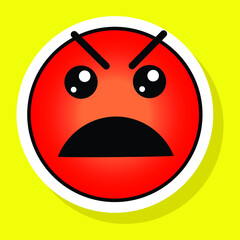 Cute gradient social media pouting face emoji on yellow background. Royalty-free.
