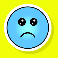 Cute gradient social media slightly frowning face emoji on yellow background. Royalty-free.