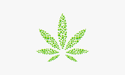 dotted shape leaf marijuna graphic design vector illustration.