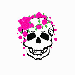 floral skull illustration vector tattoo idea