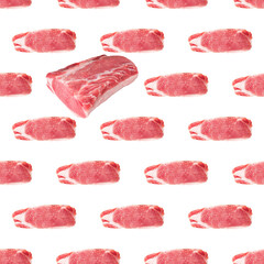 Seamless pattern with pieces of pork loin or pork chop.