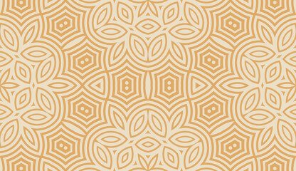 Abstract fantasy striped thin line round geometric seamless pattern. Creative mosaic, tile background.