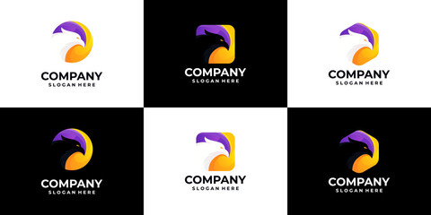set of eagle logo gradient
