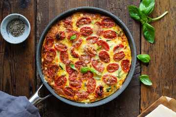 Courgette and roasted tomatoes frittata