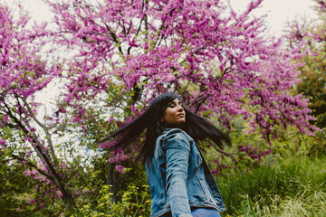 girl walks feeling happy nature moments