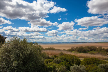 Fototapeta na wymiar Panoramic view of the lagoon “Fuente De Piedra”. Picture taken 20.03.2021.