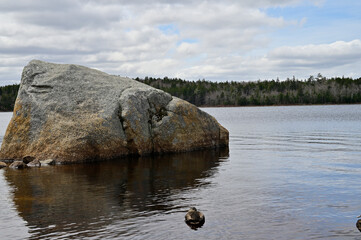 Closeup of a stone in the lake. Nova Scotia, Canada