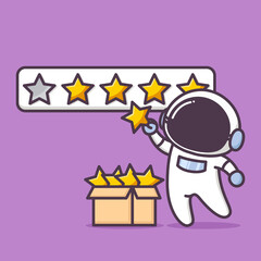 cute astronaut character in rating illustration