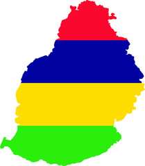 Fototapeta premium Simple flat flag map of the Republic of Mauritius