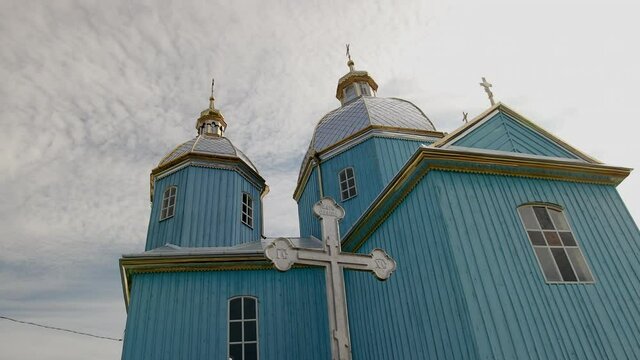 Ancient wooden orthodox church of Transfiguration in village Ukraine. Temple