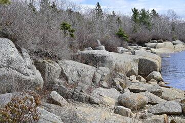 Closeup of a stone in the lake. Nova Scotia, Canada
