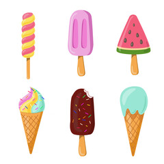 Ice cream collection. Flat style vector illustration design