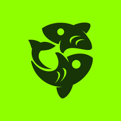 Fish simple minimalist green logo