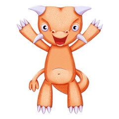 Fototapeta premium Dinosaur baby boy cute print. Sweet dino. Dino illustration for nursery t-shirt, kids apparel, invitation, simple scandinavian child design.
