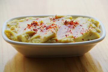 broad bean fava, appetizer on the table
