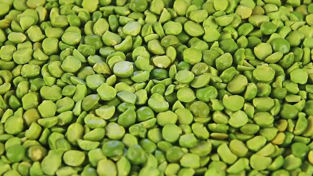 Dry green peas close up rotation, able to loop