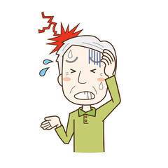 強い頭痛で苦しむ高齢代