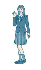 女子学生のベクターイラストレーション