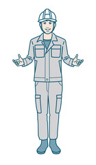 ヘルメットをかぶった作業服男性のベクターイラストレーション