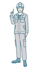 ヘルメットをかぶった作業服男性のベクターイラストレーション