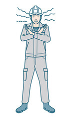 ヘルメットをかぶった作業服男性のベクターイラストレーション