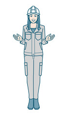 ヘルメットをかぶった作業服女性のベクターイラストレーション