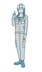 ヘルメットをかぶった作業服女性のベクターイラストレーション