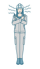 ヘルメットをかぶった作業服女性のベクターイラストレーション