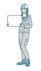 ヘルメットをかぶった作業服女性のベクターイラストレーション