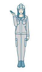 ヘルメットをかぶった作業服女性のベクターイラストレーション