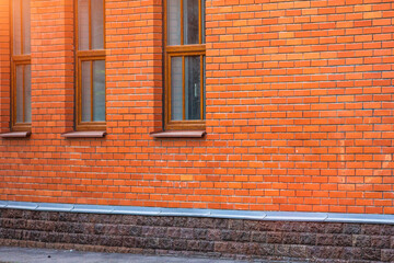 brickwork wall exterior finishing work lining the plinth