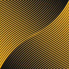 Abstract wavy pattern with yellow lines. Optical art. Digital image with psychedelic stripes. Vector illustration. Design element for prints, abstract background, posters, tattoo and web design