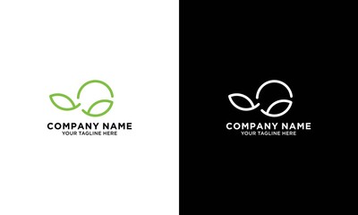 Green logo vector design template with letter G and leaf