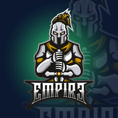 Spartan Warrior Logo Empire Mascot Vector Illustration