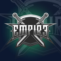 Empire Shield and Sword Logo Mascot Vector Illustration