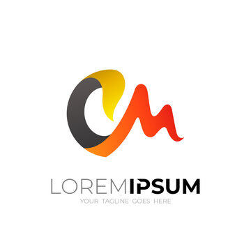 Font CM logo design vector, colorful design template