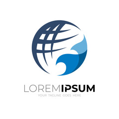 Abstract Wave logo and earth design vector, simple logo template