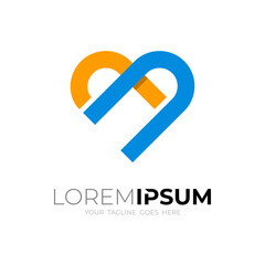 Abstract love logo with line design vector, flat style icon