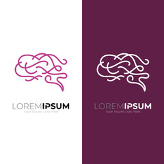 Brain logo with line design vector, simple line style