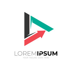 Play logo and arrow design template, simple style logo